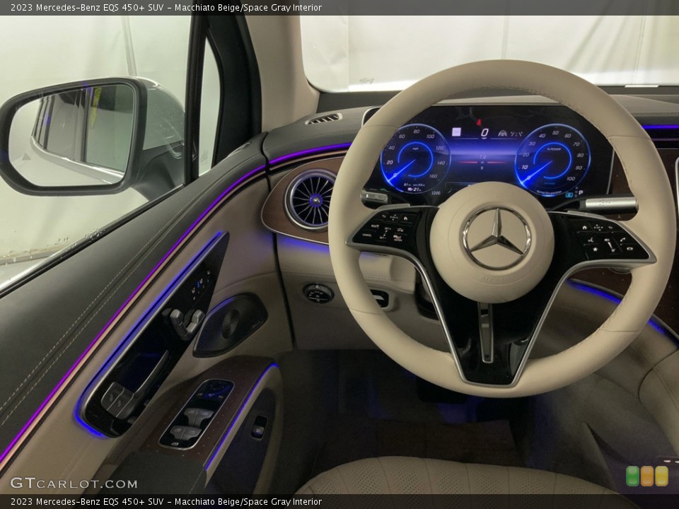 Macchiato Beige/Space Gray Interior Steering Wheel for the 2023 Mercedes-Benz EQS 450+ SUV #146669390