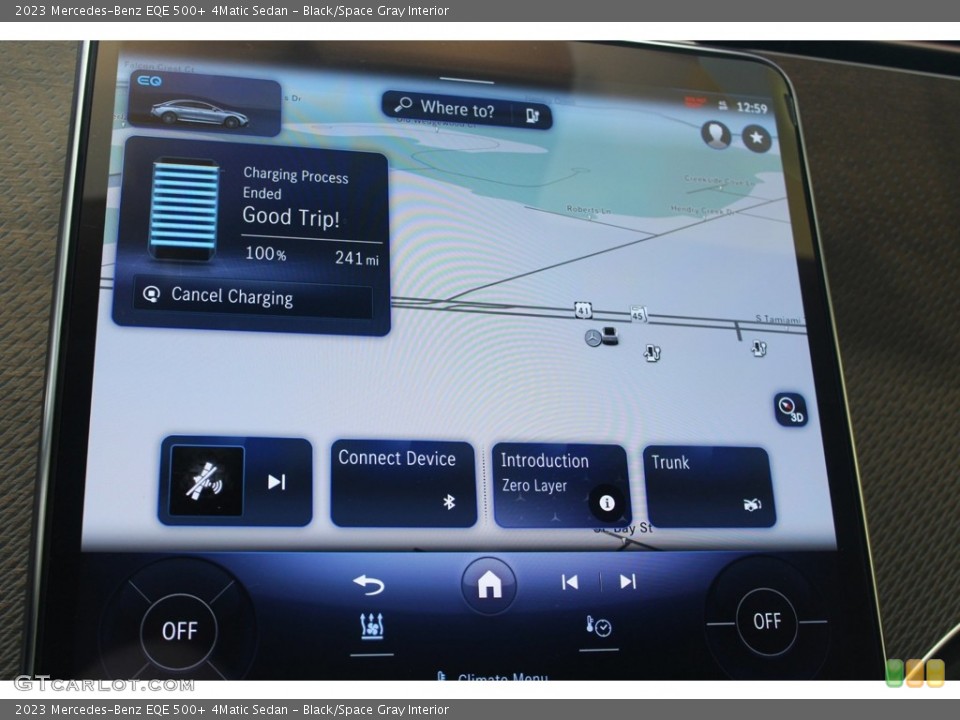 Black/Space Gray Interior Navigation for the 2023 Mercedes-Benz EQE 500+ 4Matic Sedan #146676099