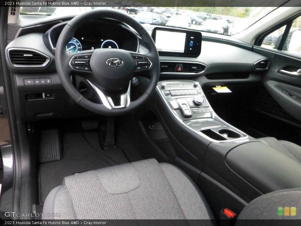Gray Interior Photo for the 2023 Hyundai Santa Fe Hybrid Blue AWD #146684381