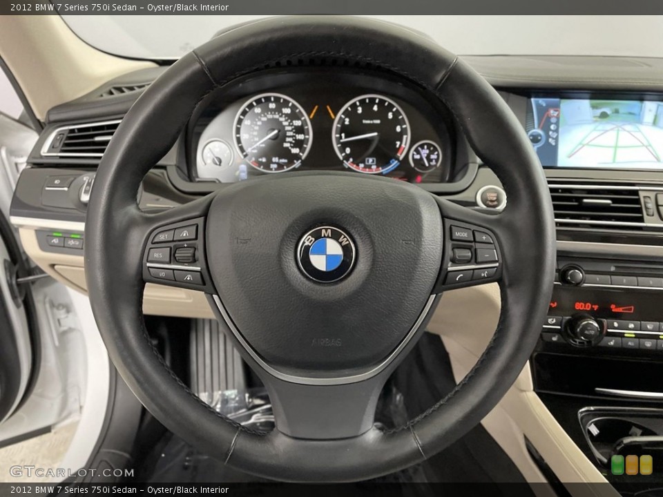 Oyster/Black Interior Steering Wheel for the 2012 BMW 7 Series 750i Sedan #146693231