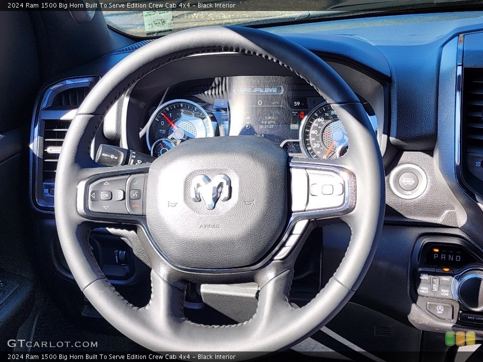 Black Interior Steering Wheel for the 2024 Ram 1500 Big Horn Built To Serve Edition Crew Cab 4x4 #146712694