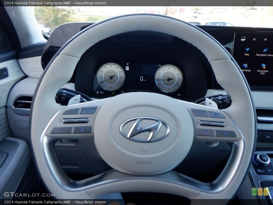 Navy/Beige Interior Steering Wheel for the 2024 Hyundai Palisade Calligraphy AWD #146716492