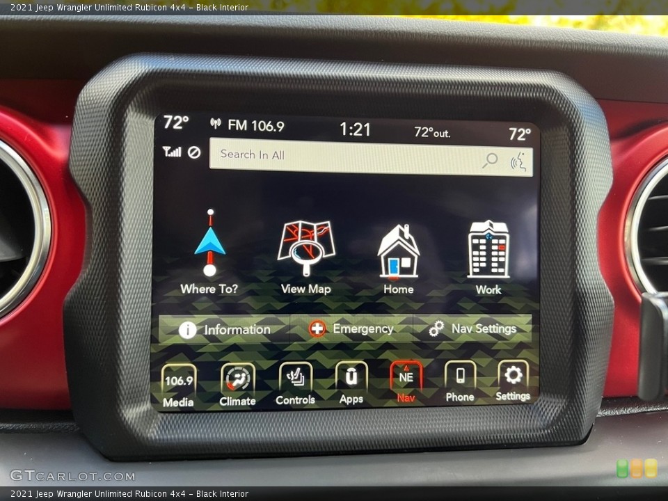 Black Interior Controls for the 2021 Jeep Wrangler Unlimited Rubicon 4x4 #146724957