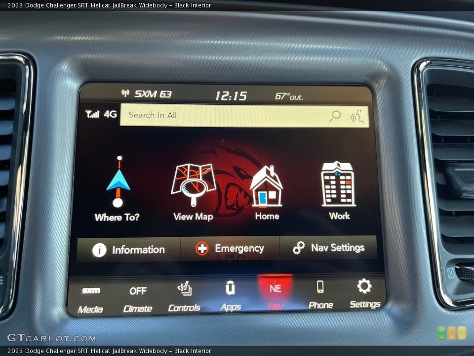 Black Interior Controls for the 2023 Dodge Challenger SRT Hellcat JailBreak Widebody #146725053