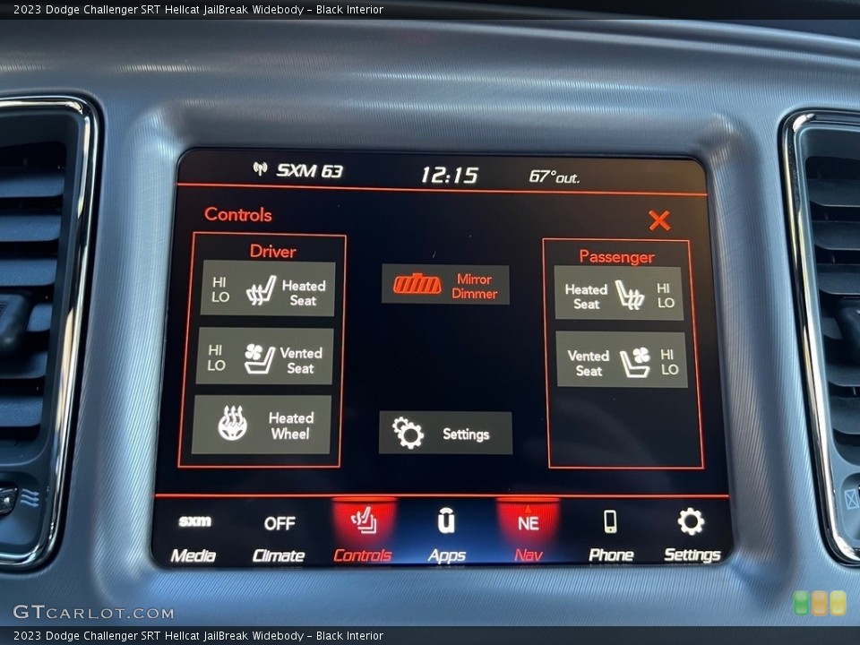 Black Interior Controls for the 2023 Dodge Challenger SRT Hellcat JailBreak Widebody #146725059