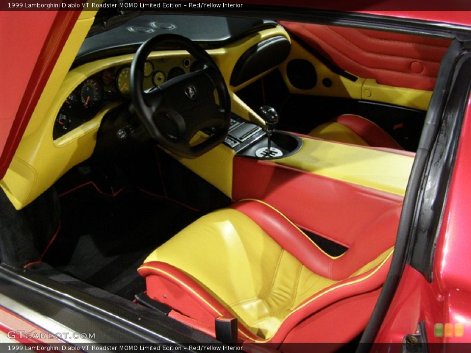 Red/Yellow Interior Photo for the 1999 Lamborghini Diablo VT Roadster MOMO Limited Edition #146726