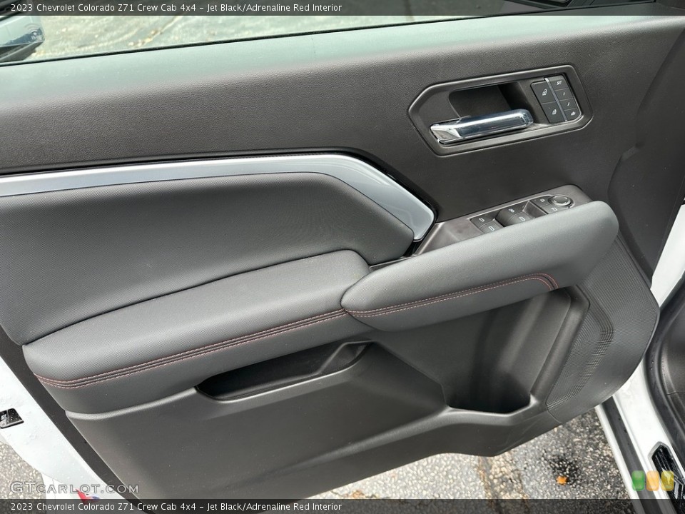 Jet Black/Adrenaline Red Interior Door Panel for the 2023 Chevrolet Colorado Z71 Crew Cab 4x4 #146729669