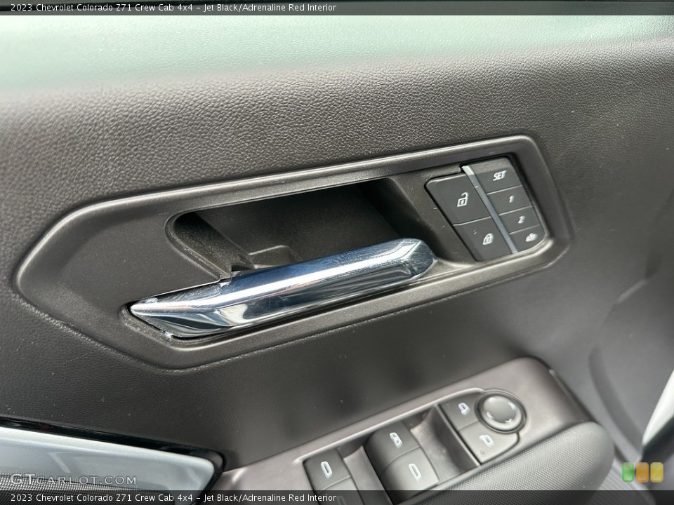 Jet Black/Adrenaline Red Interior Door Panel for the 2023 Chevrolet Colorado Z71 Crew Cab 4x4 #146729687
