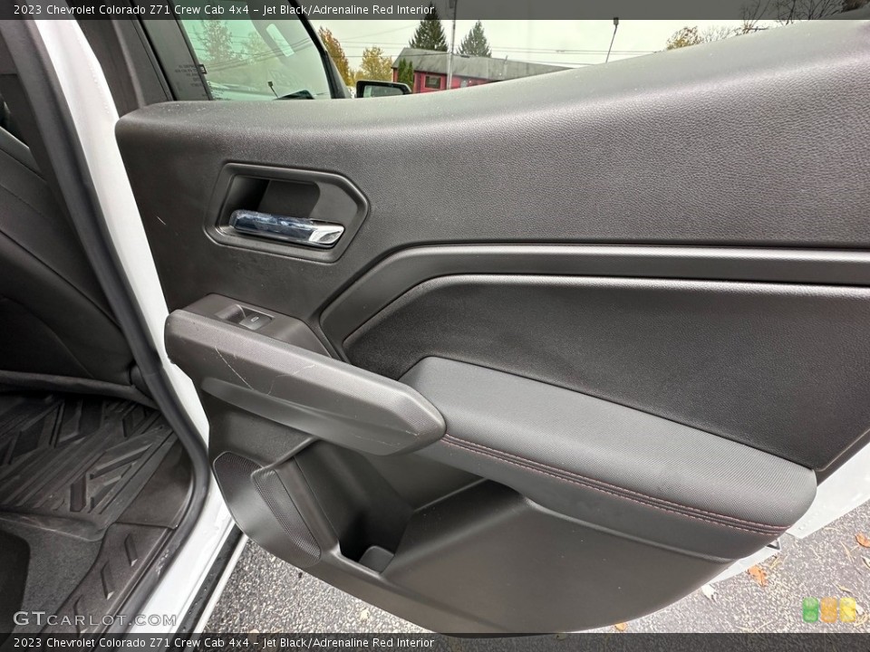 Jet Black/Adrenaline Red Interior Door Panel for the 2023 Chevrolet Colorado Z71 Crew Cab 4x4 #146730130