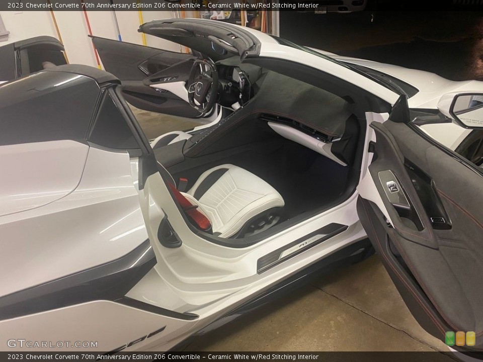 Ceramic White w/Red Stitching Interior Front Seat for the 2023 Chevrolet Corvette 70th Anniversary Edition Z06 Convertible #146732852
