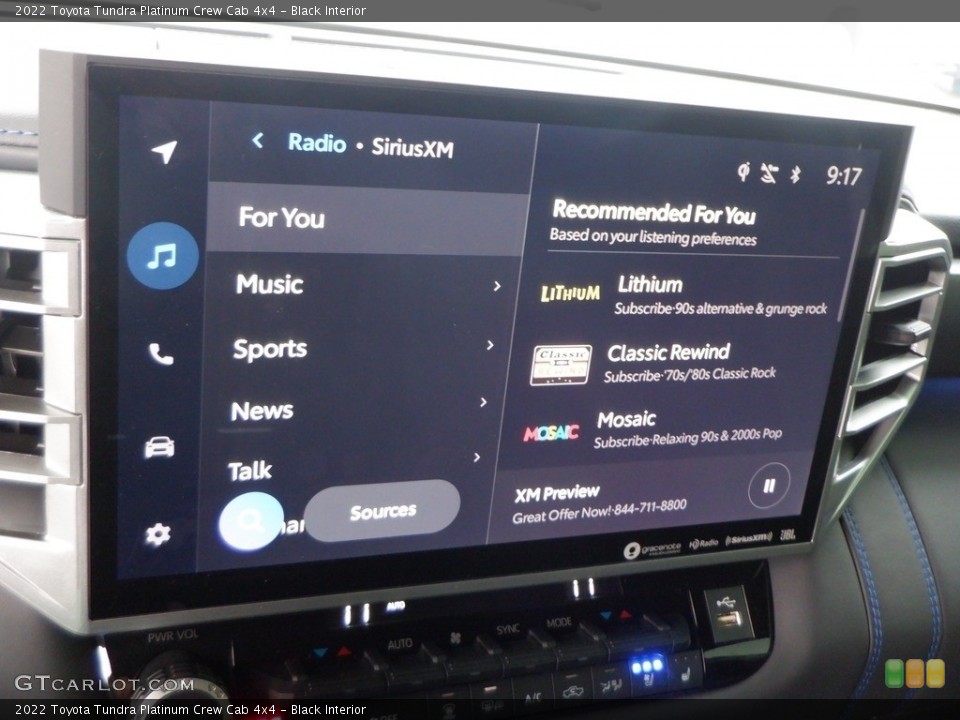 Black Interior Controls for the 2022 Toyota Tundra Platinum Crew Cab 4x4 #146738287