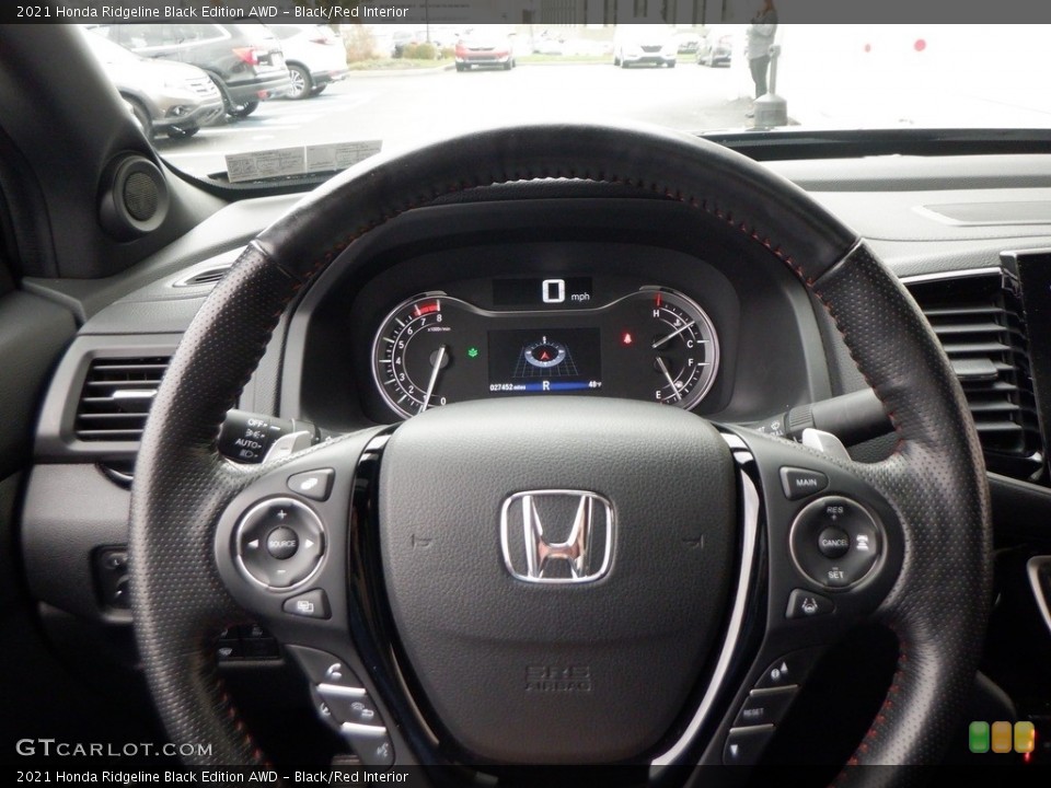 Black/Red Interior Steering Wheel for the 2021 Honda Ridgeline Black Edition AWD #146744629