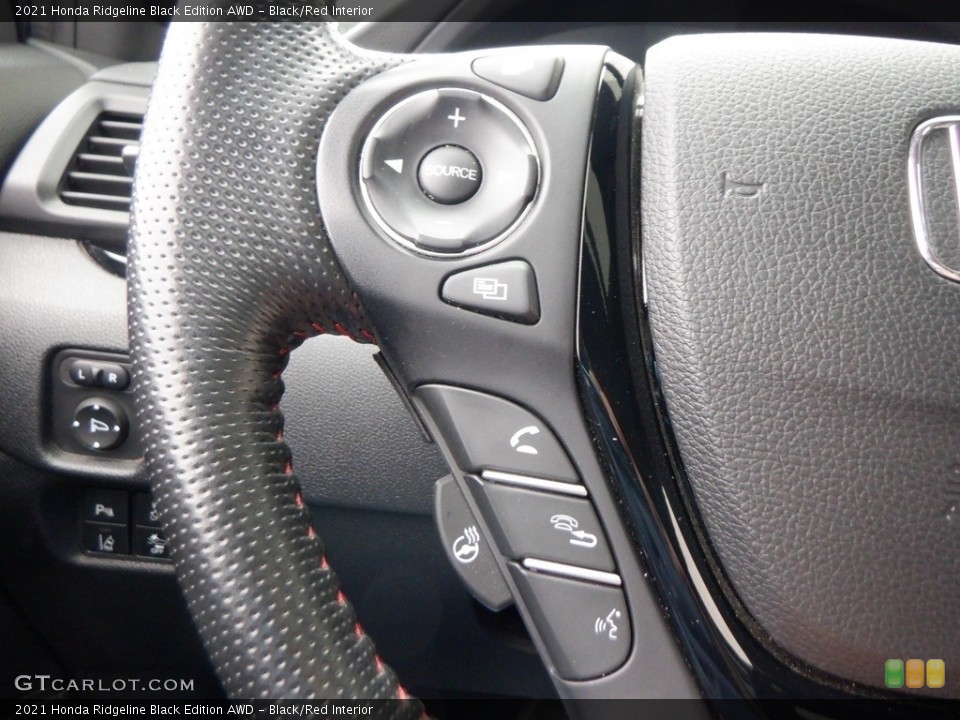 Black/Red Interior Steering Wheel for the 2021 Honda Ridgeline Black Edition AWD #146744650