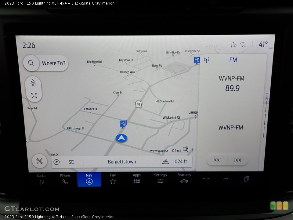 Black/Slate Gray Interior Navigation for the 2023 Ford F150 Lightning XLT 4x4 #146749439