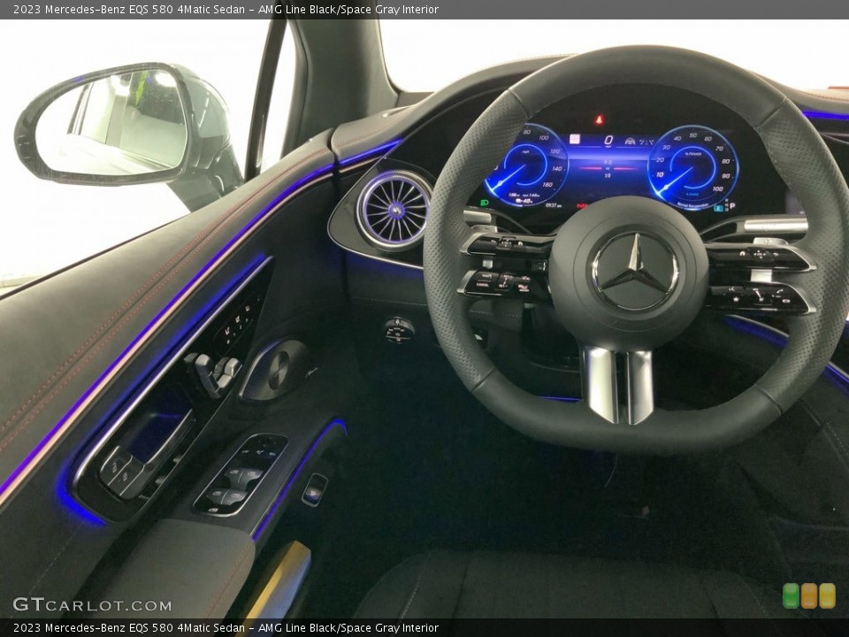 AMG Line Black/Space Gray Interior Steering Wheel for the 2023 Mercedes-Benz EQS 580 4Matic Sedan #146749649