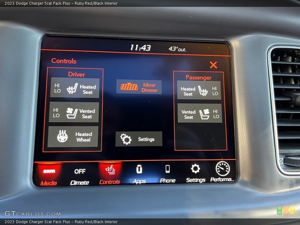 Ruby Red/Black Interior Controls for the 2023 Dodge Charger Scat Pack Plus #146751756