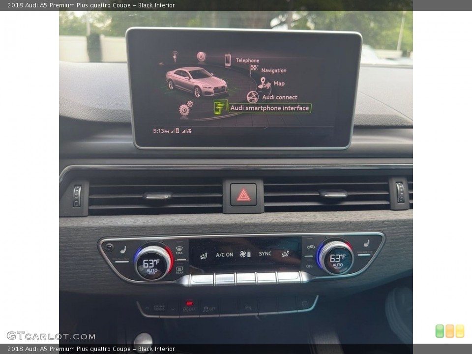 Black Interior Controls for the 2018 Audi A5 Premium Plus quattro Coupe #146755430
