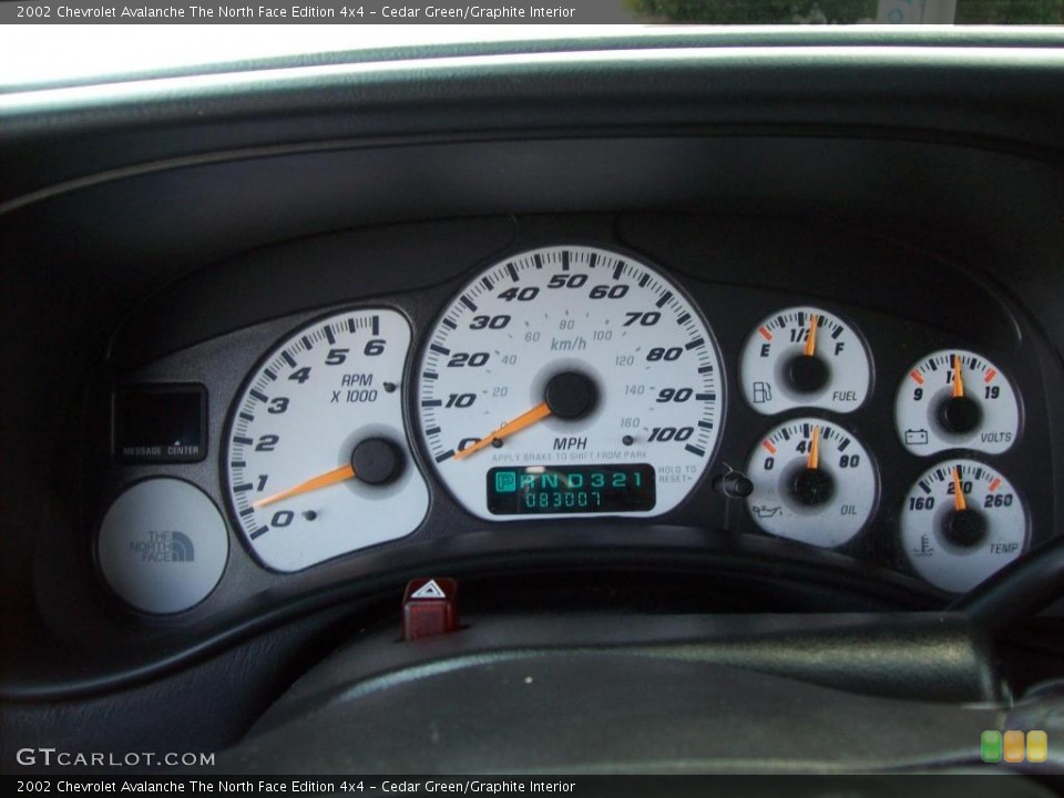 Cedar Green/Graphite Interior Gauges for the 2002 Chevrolet Avalanche The North Face Edition 4x4 #15646005