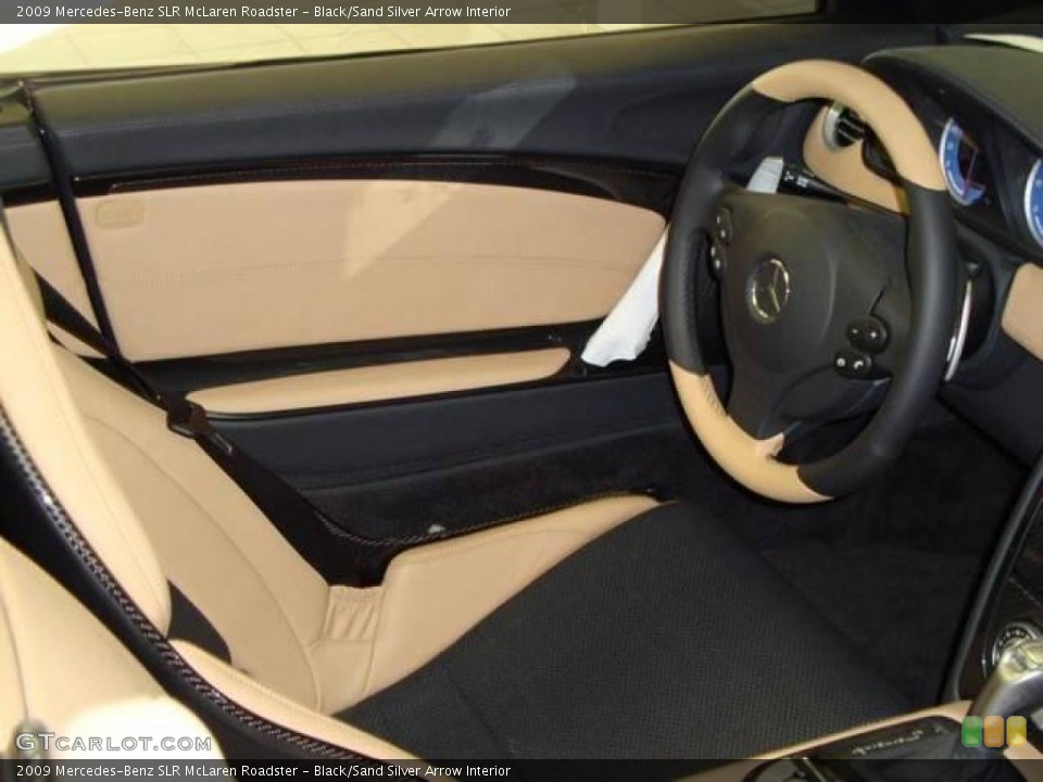 Black/Sand Silver Arrow Interior Door Panel for the 2009 Mercedes-Benz SLR McLaren Roadster #15997447