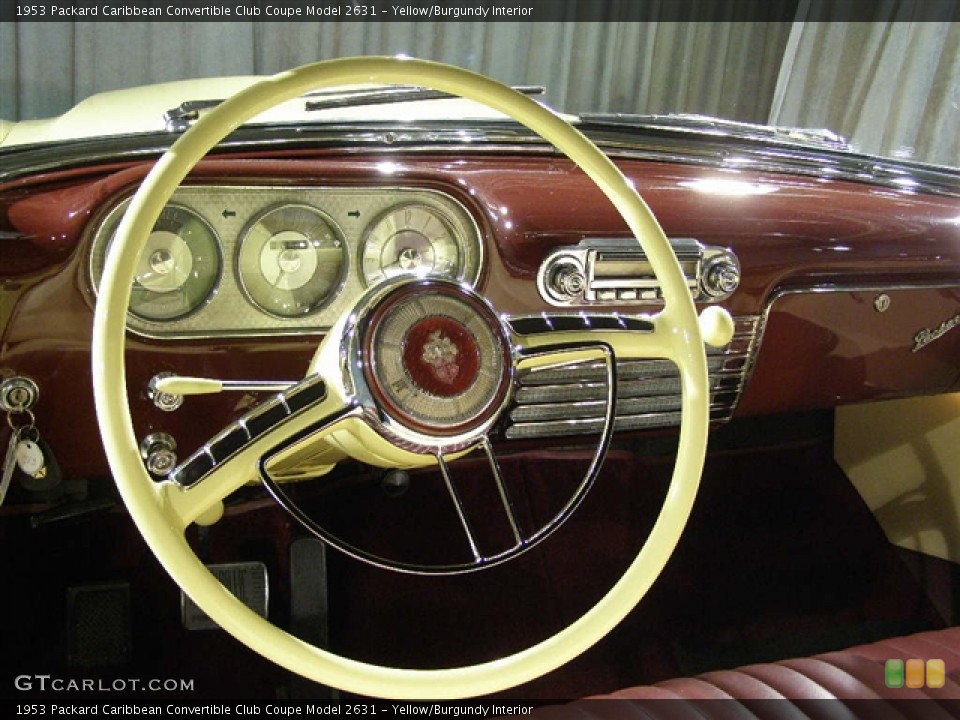 Yellow/Burgundy Interior Steering Wheel for the 1953 Packard Caribbean Convertible Club Coupe Model 2631 #165971