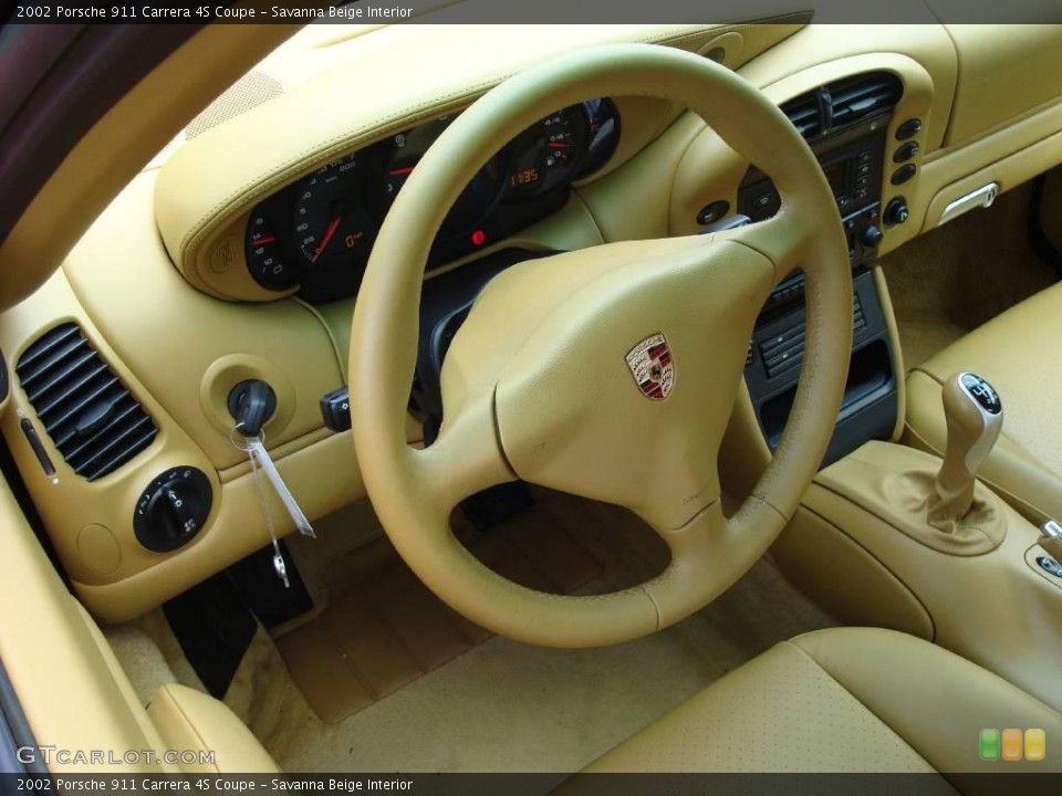 Savanna Beige Interior Steering Wheel for the 2002 Porsche 911 Carrera 4S Coupe #17778504