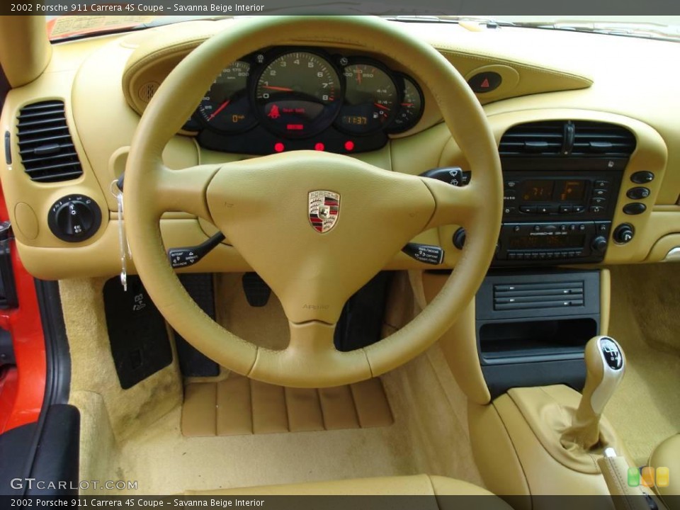 Savanna Beige Interior Steering Wheel for the 2002 Porsche 911 Carrera 4S Coupe #17779068