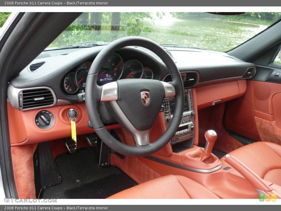 Black/Terracotta Interior Steering Wheel for the 2008 Porsche 911 Carrera Coupe #17914847