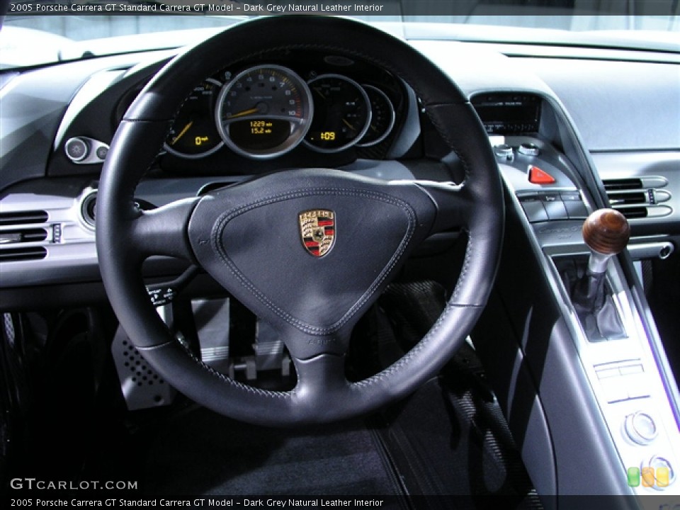 Dark Grey Natural Leather Interior Steering Wheel for the 2005 Porsche Carrera GT  #191228