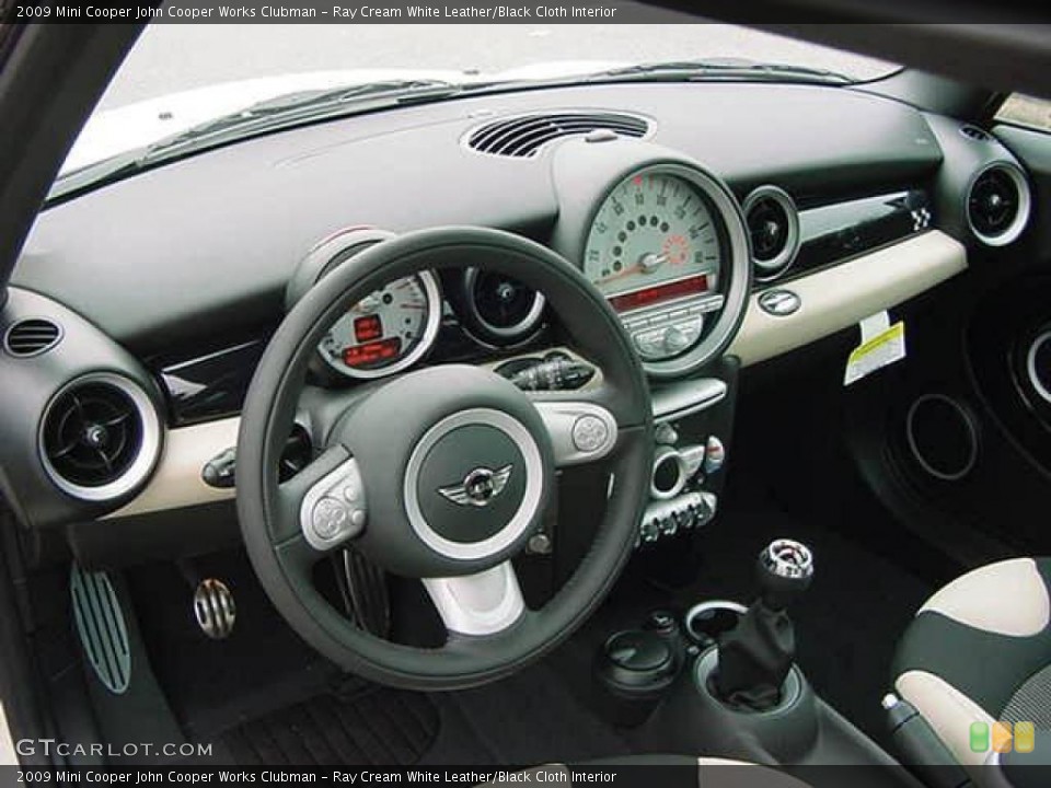 Ray Cream White Leather/Black Cloth Interior Photo for the 2009 Mini Cooper John Cooper Works Clubman #20318218