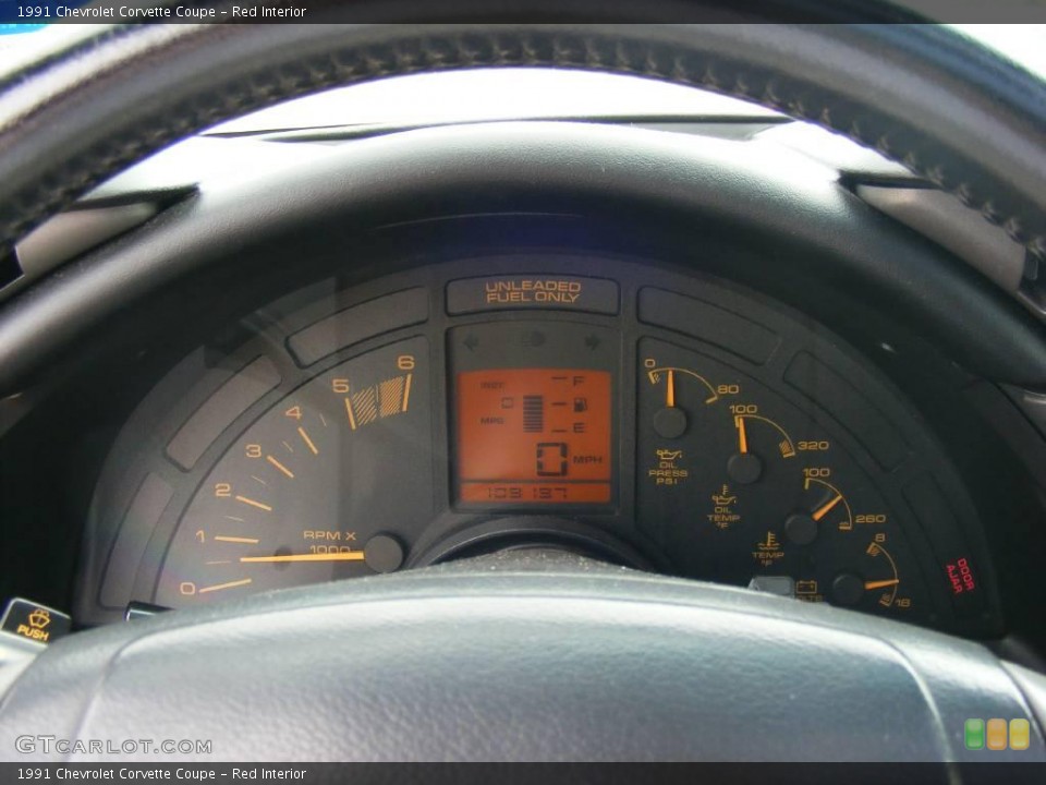 Red Interior Gauges for the 1991 Chevrolet Corvette Coupe #22013880