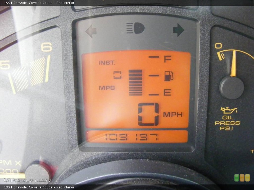 Red Interior Gauges for the 1991 Chevrolet Corvette Coupe #22013896