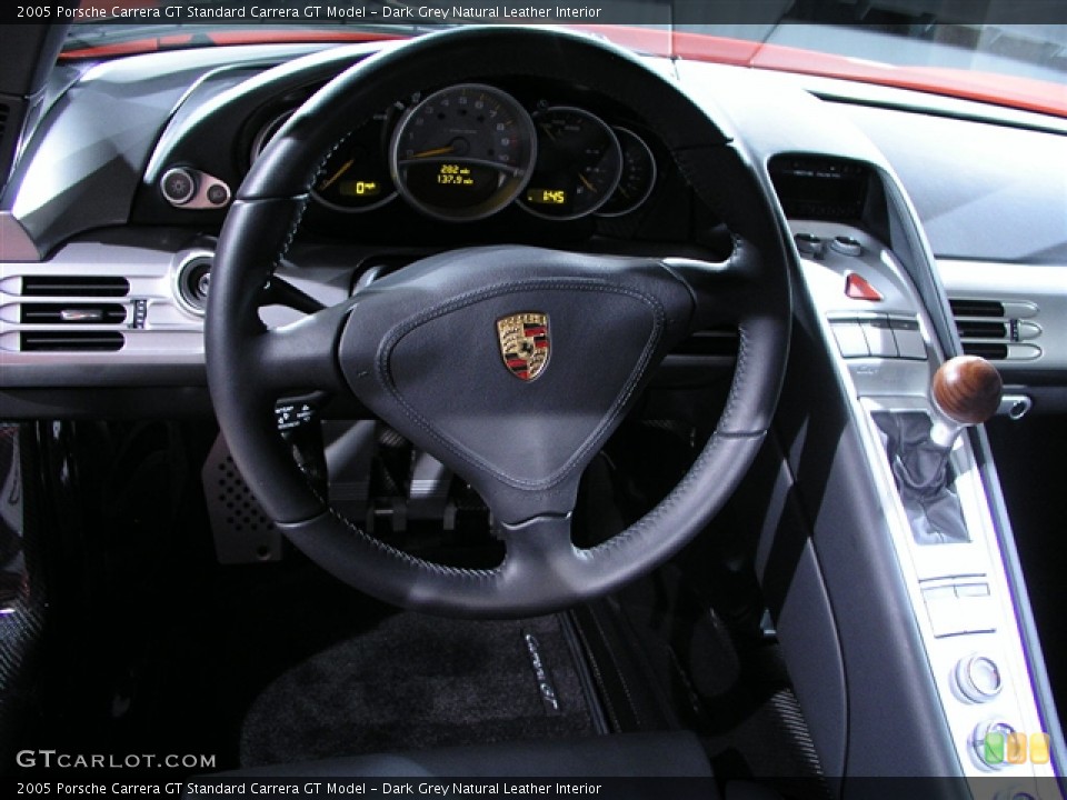 Dark Grey Natural Leather Interior Steering Wheel for the 2005 Porsche Carrera GT  #226383