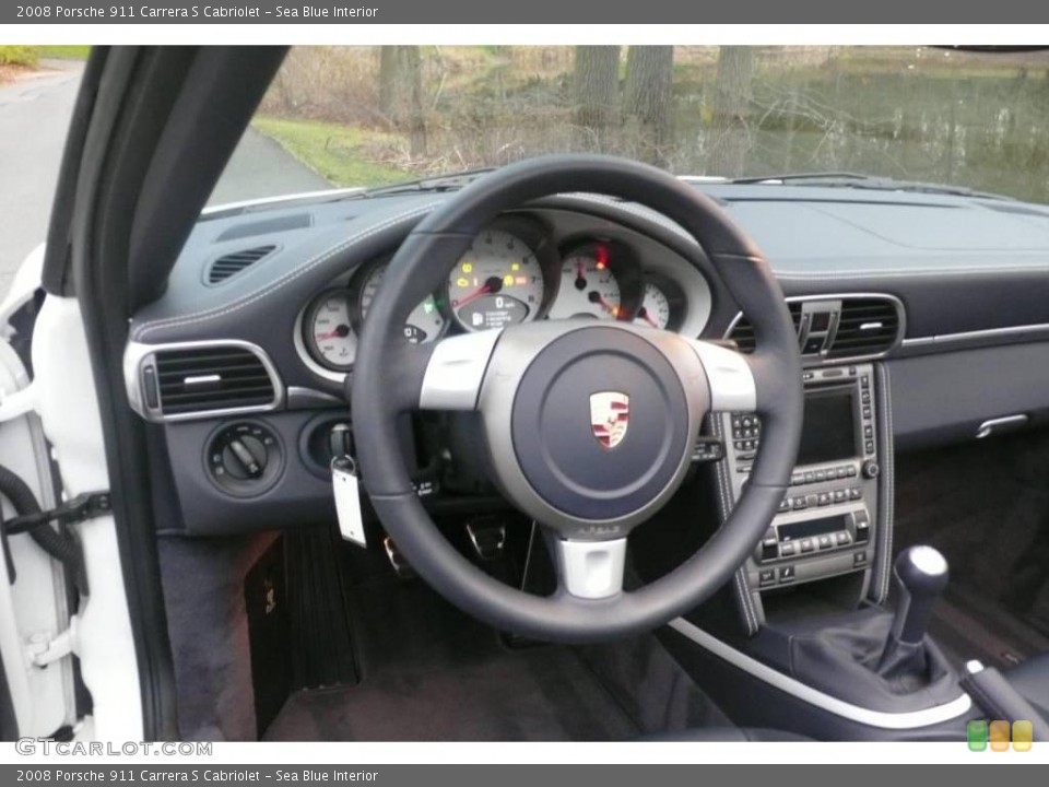 Sea Blue Interior Steering Wheel for the 2008 Porsche 911 Carrera S Cabriolet #22809465