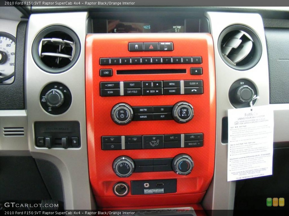 Raptor Black/Orange Interior Controls for the 2010 Ford F150 SVT Raptor SuperCab 4x4 #23096499
