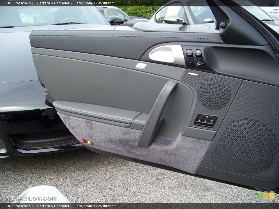 Black/Stone Grey Interior Door Panel for the 2008 Porsche 911 Carrera S Cabriolet #253066