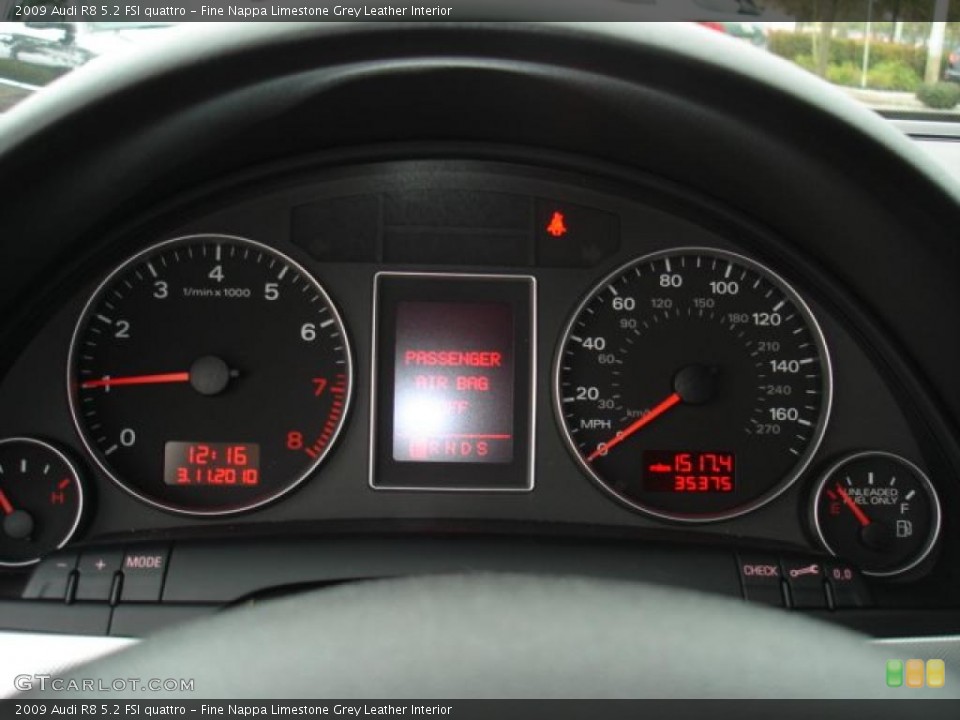 Fine Nappa Limestone Grey Leather Interior Gauges for the 2009 Audi R8 5.2 FSI quattro #27032848