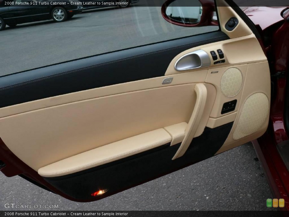 Cream Leather to Sample Interior Door Panel for the 2008 Porsche 911 Turbo Cabriolet #2836232
