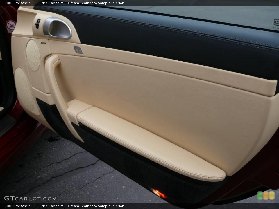 Cream Leather to Sample Interior Door Panel for the 2008 Porsche 911 Turbo Cabriolet #2836277