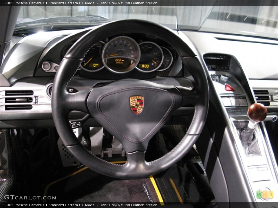 Dark Grey Natural Leather Interior Steering Wheel for the 2005 Porsche Carrera GT  #292475