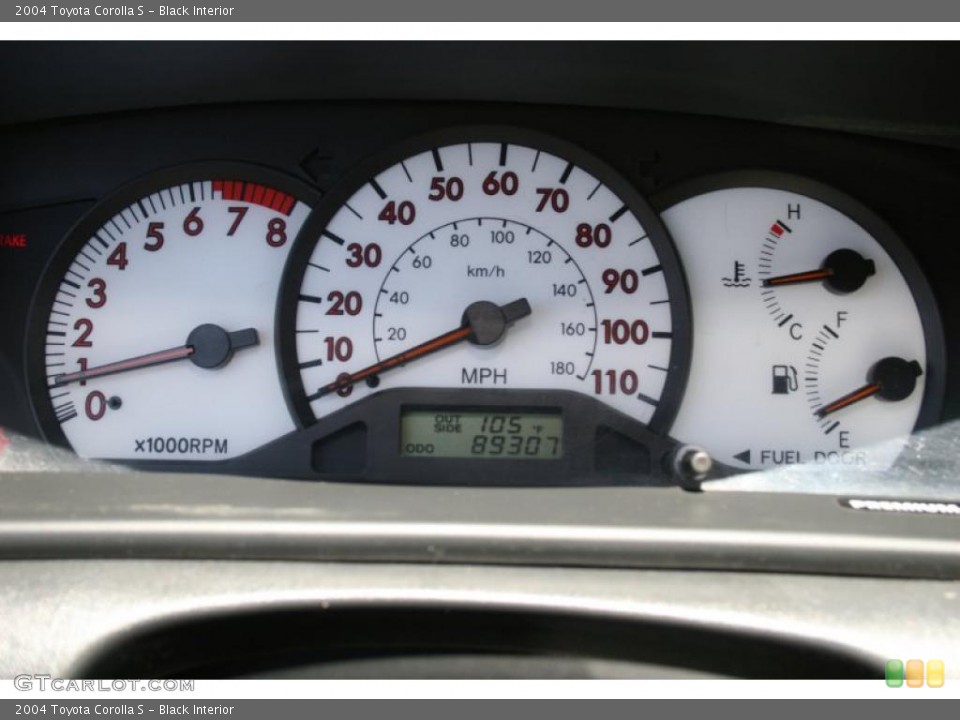 Black Interior Gauges for the 2004 Toyota Corolla S #31476305