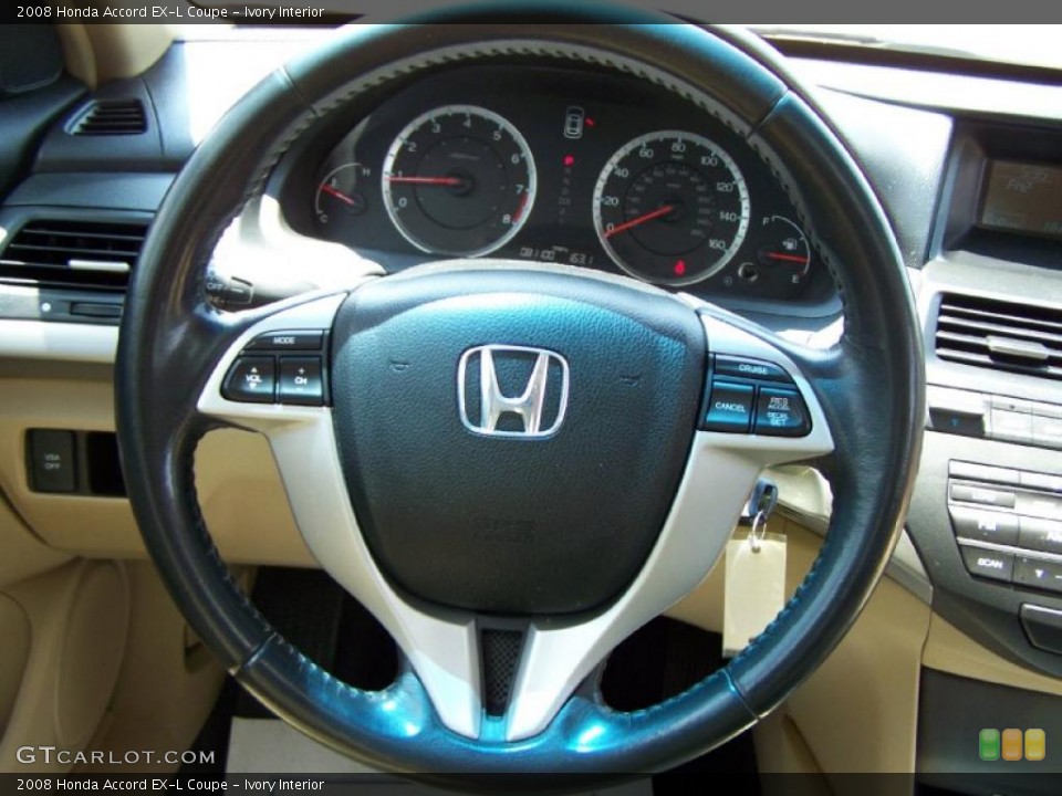 Ivory Interior Steering Wheel for the 2008 Honda Accord EX-L Coupe #31664486