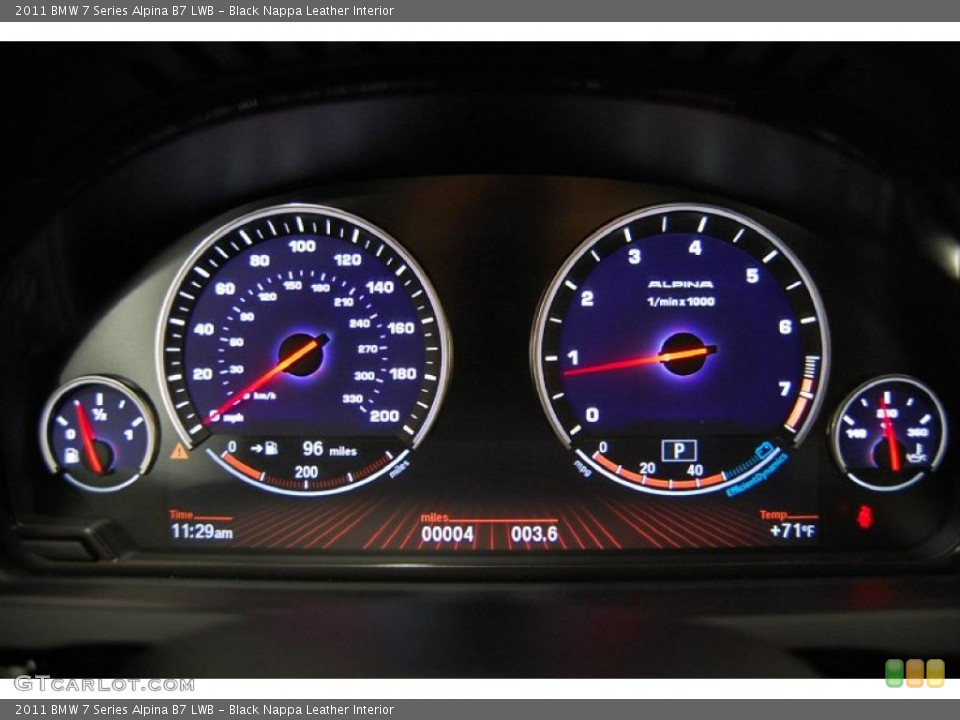 Black Nappa Leather Interior Gauges for the 2011 BMW 7 Series Alpina B7 LWB #31877594