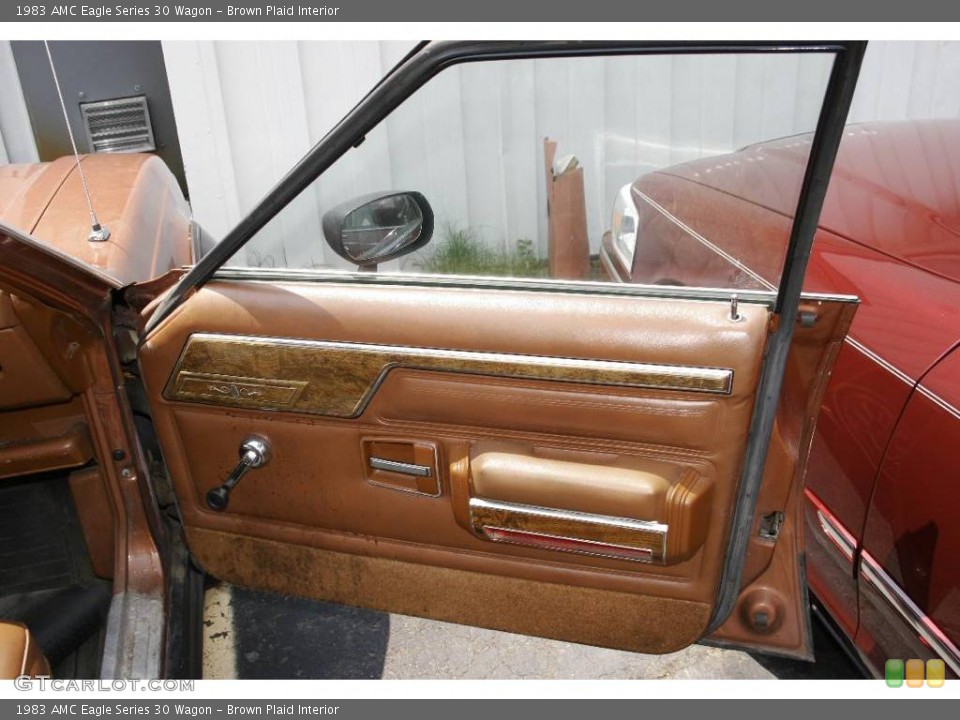 Brown Plaid Interior Door Panel for the 1983 AMC Eagle Series 30 Wagon #3238265