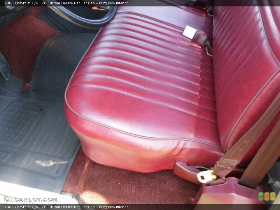 Burgundy Interior Front Seat for the 1986 Chevrolet C/K C20 Custom Deluxe Regular Cab #35625469