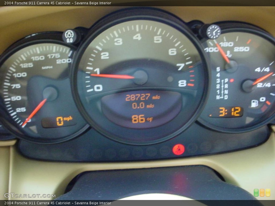 Savanna Beige Interior Gauges for the 2004 Porsche 911 Carrera 4S Cabriolet #359616