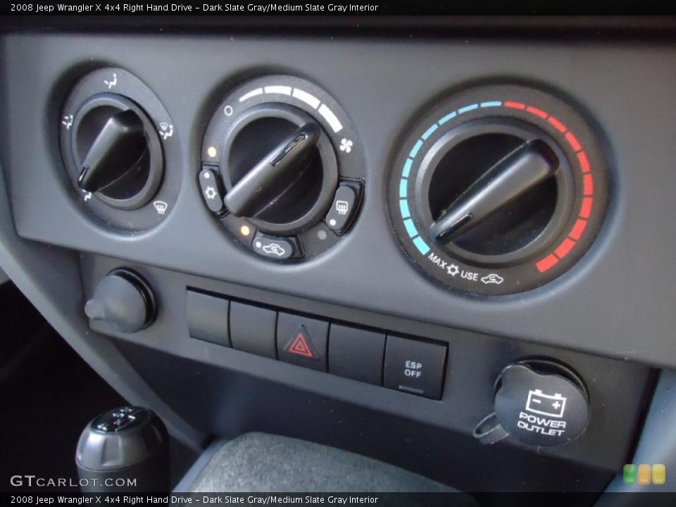 Dark Slate Gray/Medium Slate Gray Interior Controls for the 2008 Jeep Wrangler X 4x4 Right Hand Drive #36128972