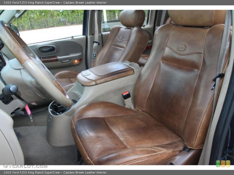 Castano Brown Leather Interior Front Seat for the 2003 Ford F150 King Ranch SuperCrew #36605838