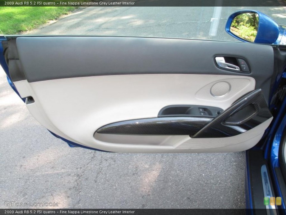 Fine Nappa Limestone Grey Leather Interior Door Panel for the 2009 Audi R8 5.2 FSI quattro #37003493