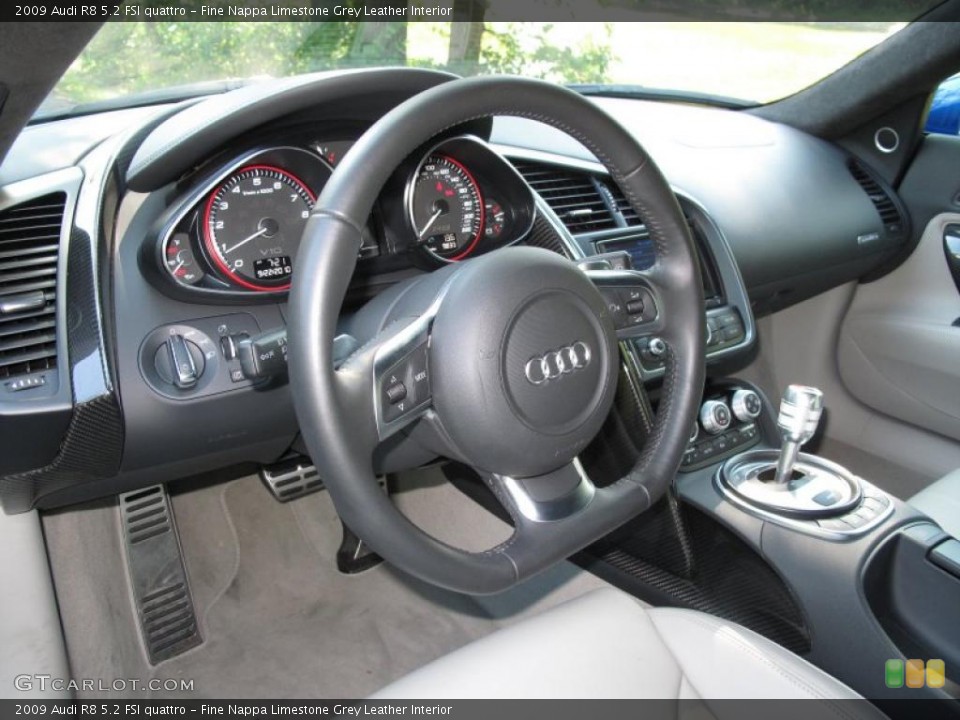 Fine Nappa Limestone Grey Leather Interior Steering Wheel for the 2009 Audi R8 5.2 FSI quattro #37003565