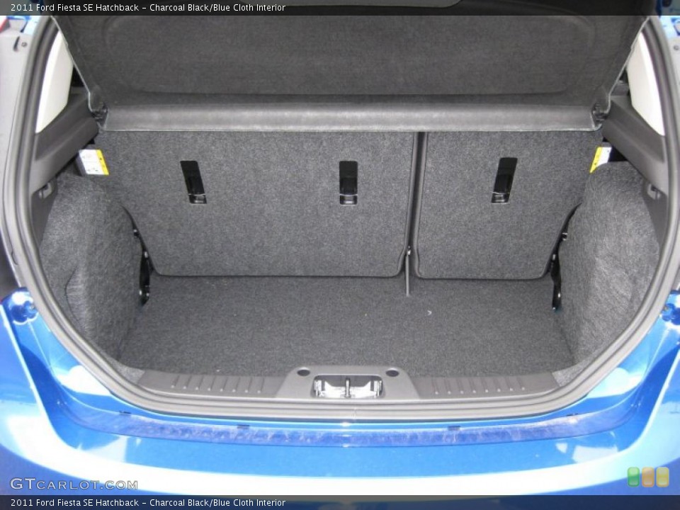 Charcoal Black/Blue Cloth Interior Trunk for the 2011 Ford Fiesta SE Hatchback #37534340